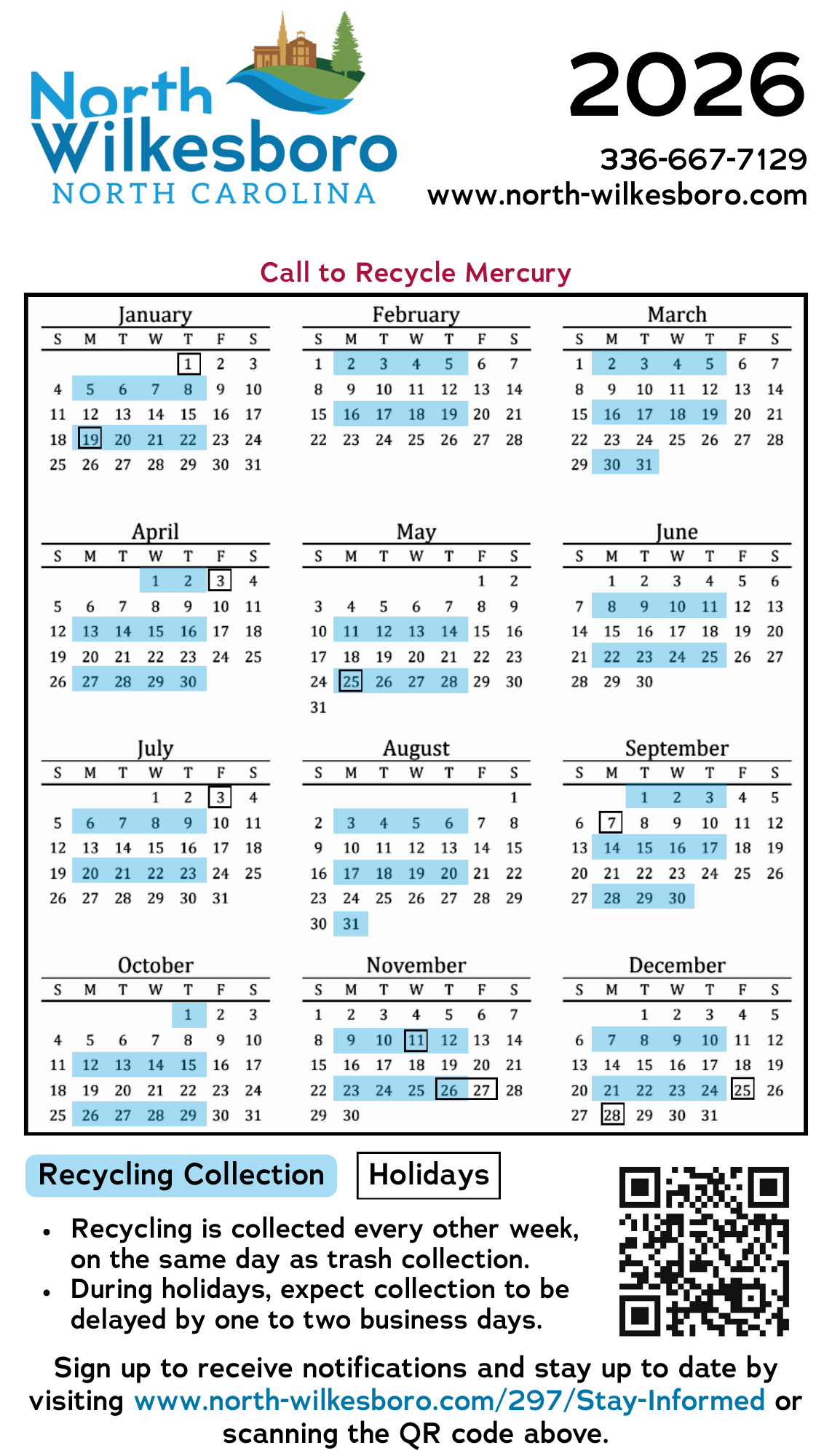 2026-2027 Trash and Recycling Calendar